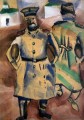 Soldats au pain aquarelle et gouache sur carton contemporain Marc Chagall